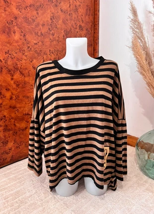 Pull oversize rayé beige et noir – taille unique grande taille – AYA – made in Italy, marca: Boutique Italiana, estado: Muito bom, tamanho: Tamanho único, €22.99, €24.84 inclui Proteção do Comprador