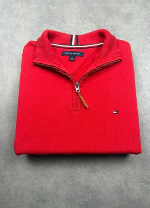 Pull half zip 1/4 zip Tommy Hilfiger rouge col camionneur logo brodé - Taille L, marque: Tommy Hilfiger, état: Très bon état, taille: L, 30,00 €, 32,20 € Protection acheteurs incluse
