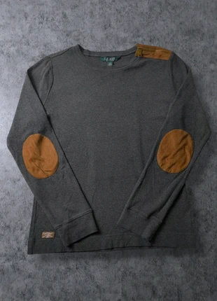 Sweat Lauren Ralph Lauren à col rond, coudières suédine camel et zip épaule RL, M, marca: Ralph Lauren, estado: Muy bueno, tamaño: M / 38 / 10, 22,00 €, 23,80 € Protección al comprador incluida