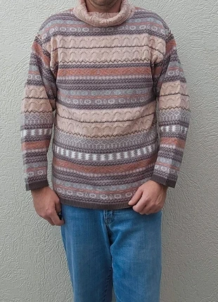 Pull tricot col roulé à motif homme taille M oversize vintage 80 90, brand: Vintage Dressing, condition: Very good, size: M, €10.00, €11.20 includes Buyer Protection