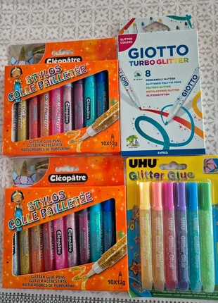 Stylo colle pailletées et feutres glitter, marque: giotto et cleopatre, état: Neuf avec étiquette, taille: Taille unique, 10,00 €, 11,20 € Protection acheteurs incluse