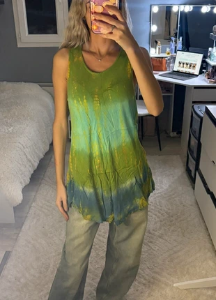 Haut tie & dye vert / bleu fluide – coton – Style bohème, marque: sakkas, état: Très bon état, taille: Taille unique, 3,00 €, 3,85 € Protection acheteurs (Pro) incluse