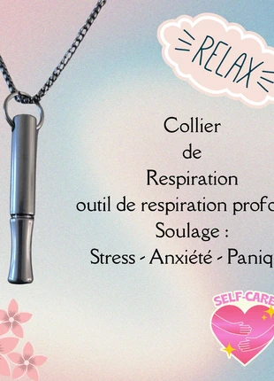 Collier de respiration Noir métallisé - Anti stress Anxiété Panique - Aide à la respiration profonde, brand: Relax, condition: New without tags, €14.00, €15.40 includes Buyer Protection Pro