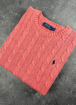 pull torsadé Polo Ralph Lauren rose saumon logo brodé - M homme - coton TRL 26, marque: Ralph Lauren, état: Très bon état, taille: M, 50,00 €, 53,20 € Protection acheteurs (Pro) incluse