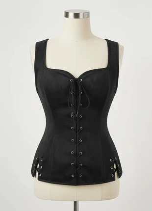 Corset en Suédine Noire – Élégant Gothique / Vintage Renaissance / Chic Féérique / Look Romantique, marque: Atelier Lysandra, état: Très bon état, taille: M / 38 / 10, 49,90 €, 53,10 € Protection acheteurs (Pro) incluse