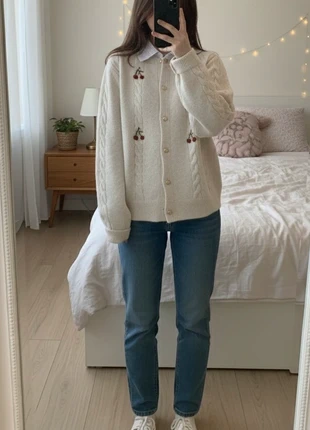 Cardigan Crème brodé cerises - Chic & Vintage - Taille M, marca: CHIC, estado: Muy bueno, tamaño: M / 38 / 10, 39,99 €, 42,69 € Protección al comprador incluida