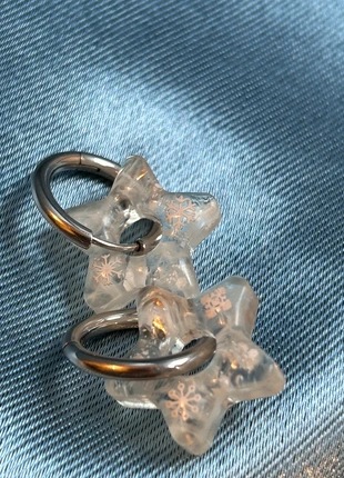 Créoles avec pampilles étoiles - hiver, marque: Resine Handmade A, état: Très bon état, 9,50 €, 10,68 € Protection acheteurs (Pro) incluse