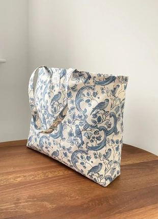 Sézane x Antoinette Poisson Limited Edition Vintage Blue Printed Tote Bag, brand: Sézane, condition: New without tags, £20.00, £21.70 includes Buyer Protection