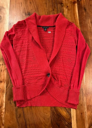 Cardigan Pull Tommy Hilfiger Femme Bouton Hiver Torsade Tricot Col Chale Rouge XS, brand: Tommy Hilfiger, condition: Very good, size: XS / 34 / 6, €11.90, €13.20 includes Buyer Protection Pro