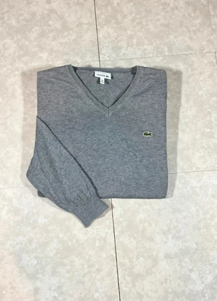 Pull col v manches longues Lacoste gris XS logo brodé, marque: Lacoste, état: Très bon état, taille: XS, 39,00 €, 41,65 € Protection acheteurs incluse