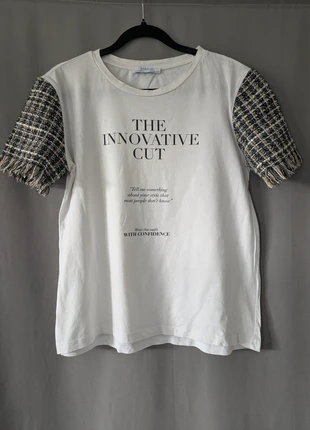 T-shirt Zara manches texturées blanc taille M, marque: Zara, état: Très bon état, taille: M / 38 / 10, 11,00 €, 12,25 € Protection acheteurs (Pro) incluse