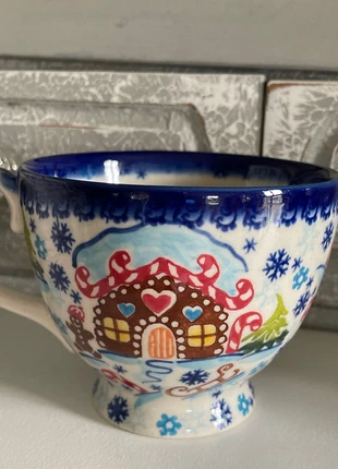 Bolesławiec Vena! ogromny śliczny kubek zimowy Unikat!, merk: BOLESLAWIEC, staat: Nieuw zonder prijskaartje, € 24,00, € 25,90 inclusief Kopersbescherming