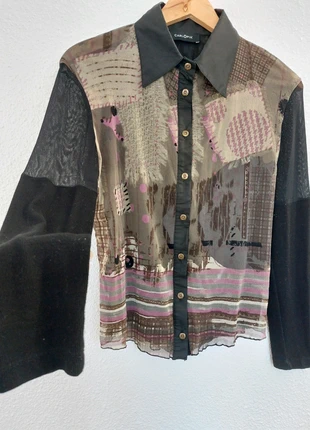 Vintage Carlopik 90s mesh top with jumper sleeves, marque: Vintage Dressing, état: Très bon état, taille: XL / 42 / 14, 12,00 €, 13,30 € Protection acheteurs incluse