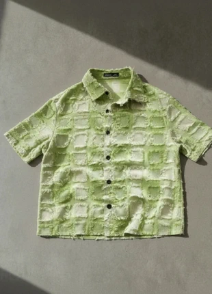 Chemise verte texturée, effet quadrillé vintage, condition: Very good, size: M, €49.90, €53.10 includes Buyer Protection