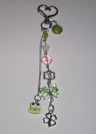 keroppi green / pink keychain, merk: Handmade Beauty, staat: Nieuw zonder prijskaartje, € 6,00, € 7,00 inclusief Kopersbescherming