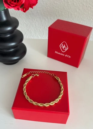bracelet torsadé maille chanvre or fin acier inoxydable maillon corde vintage large tendance, brand: histoire d'or, condition: Very good, €17.00, €18.55 includes Buyer Protection Pro