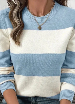 Pull rayé bleu ciel et blanc, état: Très bon état, taille: M / 38 / 10, 33,00 €, 35,35 € Protection acheteurs incluse