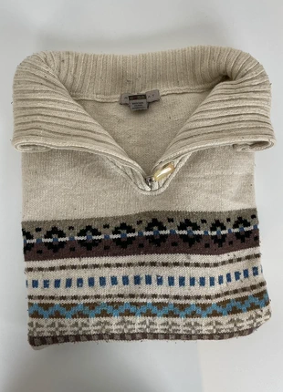 Pull quart-zip Retreat – Crème / Motifs ethniques – Taille L, brand: Vintage Dressing, condition: Very good, size: L, €22.00, €23.80 includes Buyer Protection