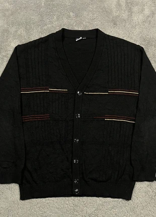 Cardigan vintage noir maille texturée motifs rayés style Coogi | Taille L Homme, marque: Vintage Dressing, état: Très bon état, taille: L, 30,00 €, 32,20 € Protection acheteurs incluse