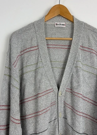 Retro light grey red pin striped cardigan jumper by Kirschbaum, brand: Vintage Dressing, condition: Very good, size: M, £12.50, £13.83 includes Buyer Protection Pro