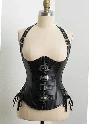 Corset noir style gothique en similicuir avec boucles et laçage, marke: noctyra, zustand: Sehr gut, größe: M / 38 / 10, 55,90 €, 59,40 € inklusive Vinted-Käuferschutz
