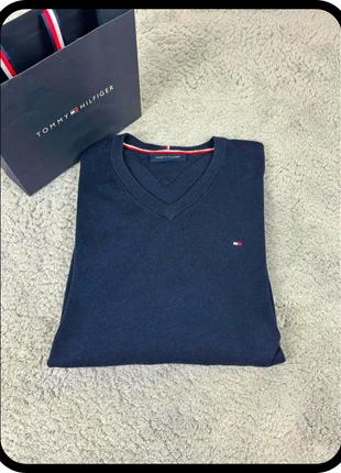 Sweat pull Col V en coton Tommy Hilfiger Marine - Taille M - Homme, merk: Tommy Hilfiger, staat: Heel goed, maat: M, € 19,90, € 21,60 inclusief Kopersbescherming Pro