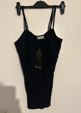 Boho black strappy beaded y2k cami top, brand: Wallis, condition: Very good, size: XL / 14, £5.00, £5.95 includes Buyer Protection