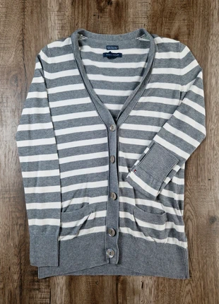 Cardigan rayé gris et blanc Tommy Hilfiger manches longues Cotton taille XS, brand: Tommy Hilfiger, condition: Very good, size: XS / 34 / 6, €10.00, €11.20 includes Buyer Protection Pro