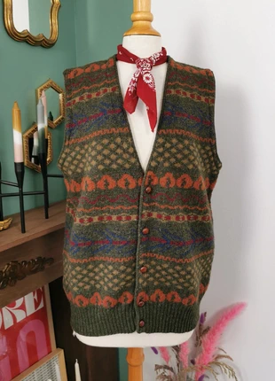 Gilet jacquard en laine Made in Italy, brand: Vintage, condizioni: Ottime, taglia: L / IT 44 / EU 40, €28.00, €30.10 include la Protezione acquisti Pro