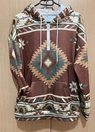 Sweat à capuche imprimé ethnique – Taille M, intérieur tout doux, brand: Bohème ethnique, condizioni: Ottime, taglia: M / IT 42 / EU 38, €6.00, €7.00 include la Protezione acquisti