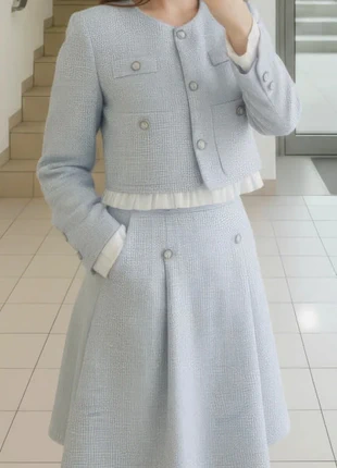 Ensemble jupe et veste bleu pastel effet tweed taille S, marca: Maison Iana, estado: Muy bueno, tamaño: S / 36 / 8, 54,50 €, 57,93 € Protección al comprador incluida