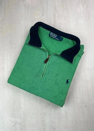 Pull col camionneur zippé Ralph Lauren vert clair coton logo bleu brodé L homme, marca: Ralph Lauren, estado: Muito bom, tamanho: L, €40.00, €42.70 inclui Proteção do Comprador Pro