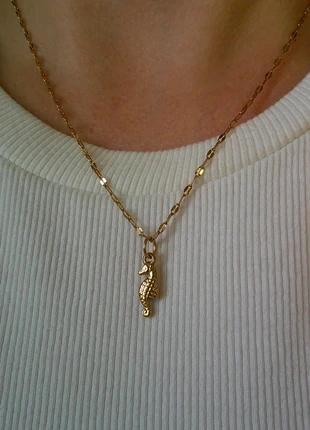 Le petit hippocampe 🌟 animal totem 🌟 collier acier inoxydable réglable ajustable doré, marca: acier inoxydable, estado: Muito bom, €8.00, €9.10 inclui Proteção do Comprador Pro