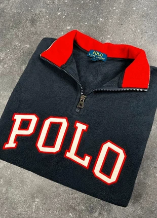 Sweat Ralph Lauren Polo Sport bleu marine col zippé doublure rouge logo USA - XS homme - 2PL 83, merk: Ralph Lauren, staat: Goed, maat: XS, € 32,00, € 34,30 inclusief Kopersbescherming Pro