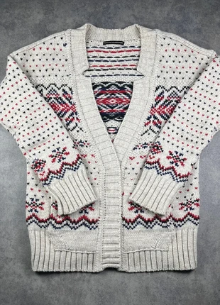 Gilet cardigan femme Drykorn – Taille M – Maille jacquard beige/rouge/bleu – Laine mérinos & Alpaga, marque: Drykorn, état: Très bon état, taille: M / 38 / 10, 24,99 €, 26,94 € Protection acheteurs incluse