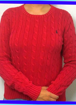 Pull Torsadé Ralph Lauren Rouge / Logo brodé noir  / Taille S/M Homme, marca: Ralph Lauren, estado: Muy bueno, tamaño: M, 50,00 €, 53,20 € Protección al comprador incluida