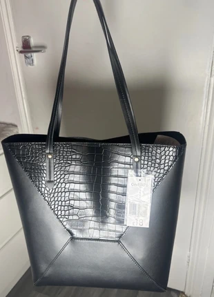 black faux leather tote bag with a croc-effect, brand: Papaya, condition: New with tags, £10.00, £11.20 includes Buyer Protection