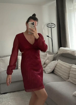 Robe de fête rouge foncée à paillettes, marca: Bizzbee, estado: Muito bom, tamanho: M / 38 / 10, €10.00, €11.20 inclui Proteção do Comprador