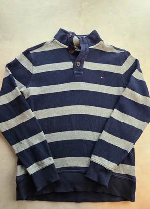 Pull col boutonné rayé Tommy Hilfiger pour homme – Taille S/P – Bleu marine et gris, marke: Tommy Hilfiger, zustand: Gut, größe: S, 18,00 €, 19,60 € inklusive Vinted-Käuferschutz