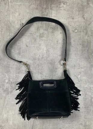 Sac à main élégant Maje Noir en Daim avec franges, marque: Maje, état: Bon état, 90,00 €, 95,20 € Protection acheteurs incluse