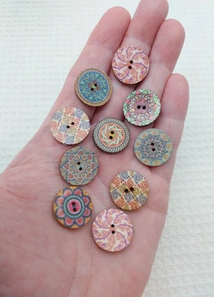 Bouton de couture en bois mandala fleur - 10pcs A0596, marca: Mercerie Syllikan, estado: Muy bueno, 2,50 €, 3,33 € Protección al comprador Pro incluida