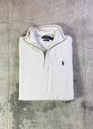 1/4 Zip | Half Zip col camionneur Ralph Lauren - Taille M - 100% coton - Blanc logo bleu °, marque: Ralph Lauren, état: Très bon état, taille: M, 55,00 €, 58,45 € Protection acheteurs incluse