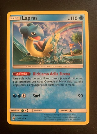 Lapras Carta 36/236 Italiano Pokemon Sintonia Mentale Ita, marke: Pokémon, zustand: Sehr gut, 1,00 €, 1,75 € beinhaltet Vinted-Käuferschutz Pro