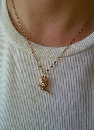 Colombe hirondelle 🌟 envol 🌟 collier résine et acier inoxydable réglable doré, brand: acier inoxydable, condition: Very good, €8.00, €9.10 includes Buyer Protection Pro