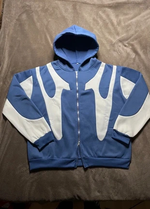 Veste zippée bleue et blanche style streetwear / futuriste, brand: y2k, condition: New without tags, size: M / 38 / 10, €34.99, €37.44 includes Buyer Protection