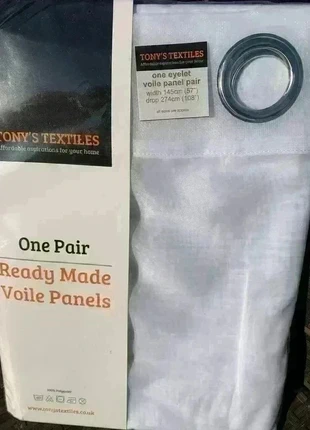 1 Pair Voile eyelet Curtains extra long 57" Wide x 108" Drop white, condition: New without tags, size: 250 cm - 299 cm, £7.00, £8.05 includes Buyer Protection