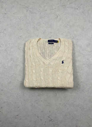 Pull Ralph Lauren torsadée Col V Crème Taille S Femme, marque: Ralph Lauren, état: Très bon état, taille: S / 36 / 8, 53,90 €, 57,30 € Protection acheteurs incluse