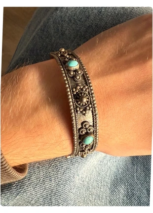 Bracelet ethnique vintage en argent 900 sertie de turquoises signé Saban, brand: Argent, condition: Very good, €55.00, €58.45 includes Buyer Protection