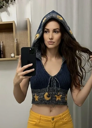 Gilet Capuche Sorcier Céleste au Crochet, brand: Fait Main, condition: Very good, size: S / 36 / 8, €31.50, €33.78 includes Buyer Protection Pro