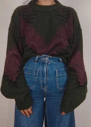 Pull laine/mohair kaki/bordeaux Vintage 80s 90s taille M/L, brand: Vintage, condizioni: Ottime, taglia: L / IT 44 / EU 40, €25.00, €26.95 include la Protezione acquisti Pro